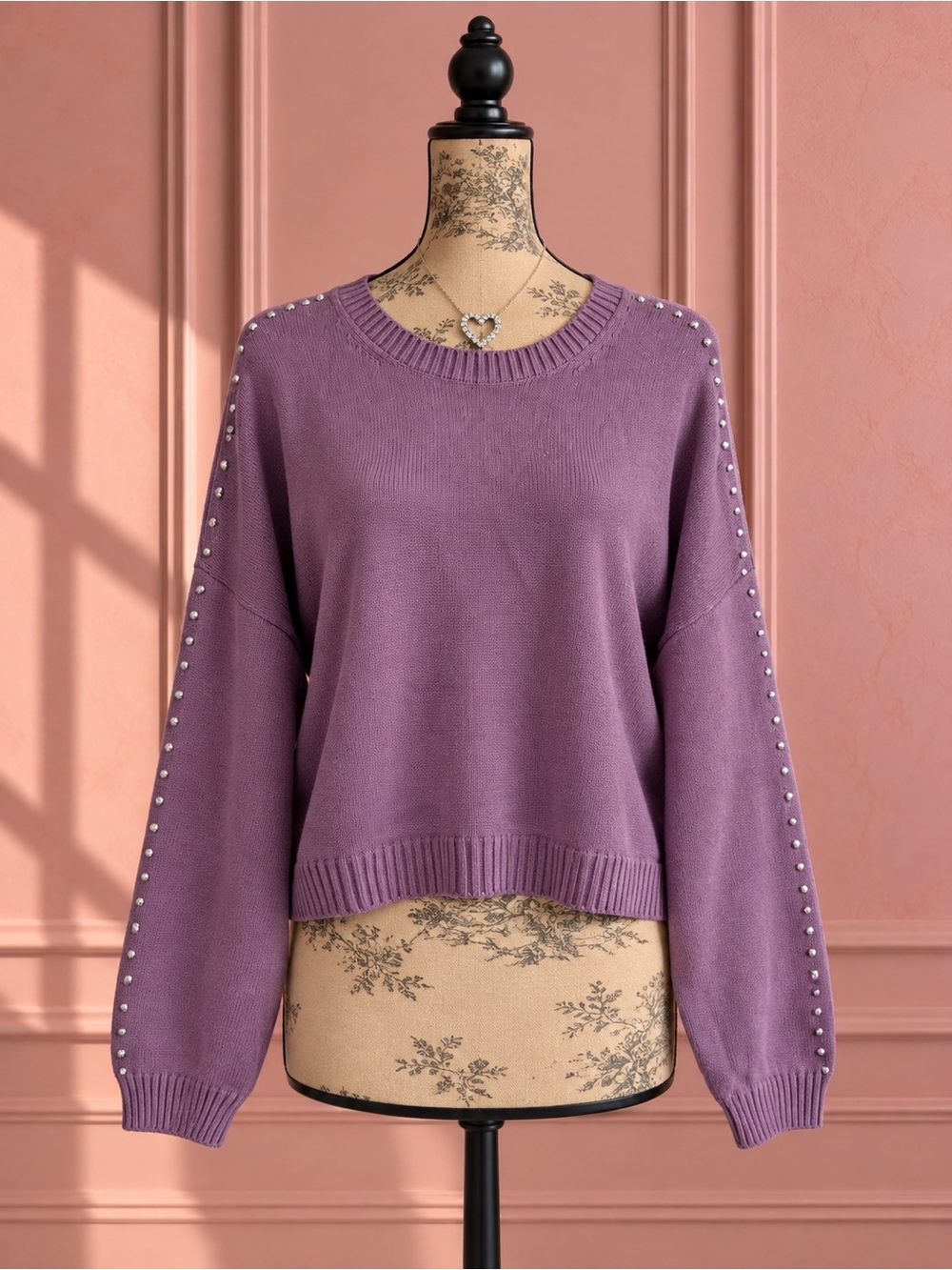 Twik Simons Purple Crewneck Sweater with Studded Sleeves Size XL